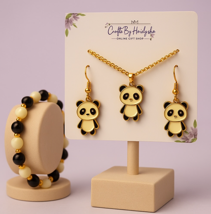 Panda Lover’s Jewelry Bundle – Handcrafted Everyday Set