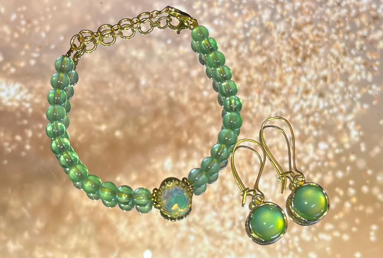 Cherry‑Glow Glass Bead Leverback Earrings (Silver‑tone)