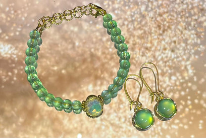 Cherry‑Glow Glass Bead Leverback Earrings (Silver‑tone)