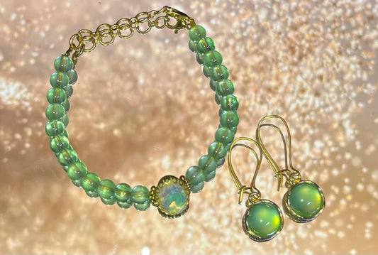 Cherry‑Glow Glass Bead Leverback Earrings (Silver‑tone)