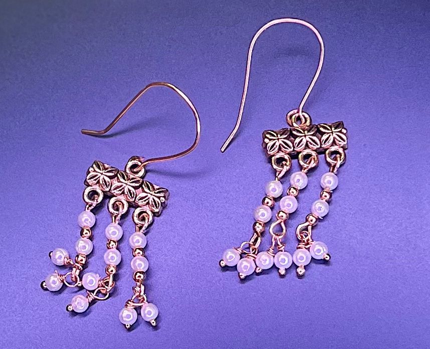 Pearl Cascade Earrings + Bracelet Set (Gold‑tone)